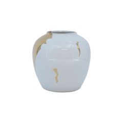 Vaas TITAN STONE D20xH18cm, valge/kuldne jõgi