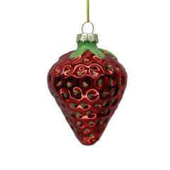 Jõuluehe JOY STRAWBERRY 8.5cm, klaas