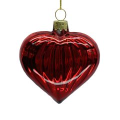 Jõuluehe JOY HEART RED 8cm, klaas