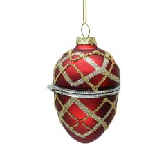 Jõuluehe JOY EGG RED 9.5cm, klaas