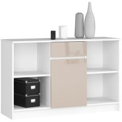 Kummut B 17, 120x40xK77 cm, cappuccino läikega