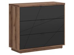 Kummut Forn S471-KOM3S, 106x42,5xK93 cm, Delano tamm + must matt