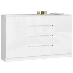 Kummut K160 2D 4SZ, 160x40xK99 cm, valge läikega
