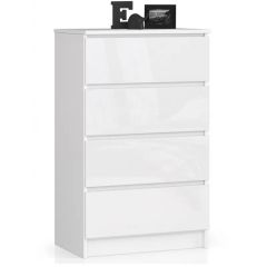 Kummut K60 4SZ, 60x40xK99 cm, valge läikega