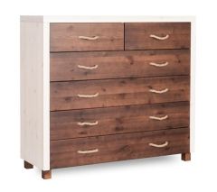 Kummut LUX 2, 110x38xK98 cm, mänd, valge-pruun