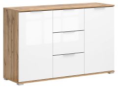Kummut Zele S383-KOM2D3S, 135x41xK86 cm, wotan tamm +valge läikega