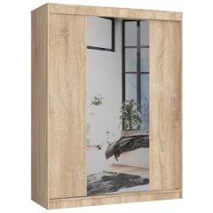 Lükandustega riidekapp peegliga 150 CLP, 150x60xK200 cm, sonoma tamm