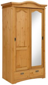 Lükandustega riidekapp peegliga Konrad S-237, 111x64xK207 cm, meepeits, õlitatud