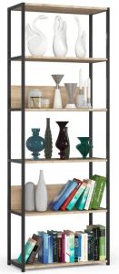 Metallist riiul Loft 700, 70x30xK192 cm, must +sonoma tamm