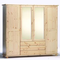 Riidekapp peegliga Hendrik 6, 203x60xK188 cm, mänd, naturaalne