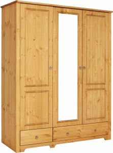 Riidekapp peegliga Hugo S-149, 152x59xK191 cm, meepeits, õlitatud