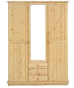 Riidekapp peegliga Roomet 1A, 154x60xK208 cm, mänd, naturaalne