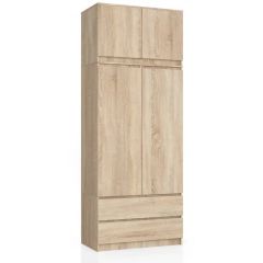 Riidekapp pikendusega S90 4D 2SZ, 90x51xK234 cm, sonoma tamm