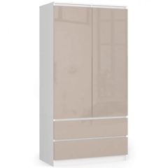 Riidekapp S90 2D 2SZ, 90x51xK180 cm, cappuccino läikega
