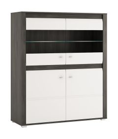 Vitriinkapp Sevilla 4D TYP33, 122x42xK143 cm, Norra mänd +valge kõrgläige
