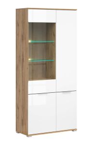 Vitriinkapp Zele S383-REG1W3D, 90x41xK195 cm, wotan tamm +valge läikega