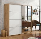 Lükandustega riidekapp peegliga Skapski A12, graft zloty-valge