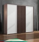 Lükandustega riidekapp peegliga Skapski A 24, sokolaad-valge-sokolaad