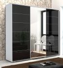 Lükandustega riidekapp peegliga Skapski A 32, valge-must läikega