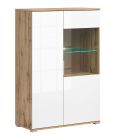 Vitriinkapp Zele S383-REG1W1D 90, 90x41xK133 cm, wotan tamm +valge läikega