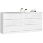 Kummut K160 6SZ, 160x40xK77 cm, valge läikega