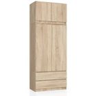 Riidekapp pikendusega S90 4D 2SZ, 90x51xK234 cm, sonoma tamm