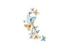 Seinadekoratsioon Butterflies 59.5x111.5 cm, kuldne/helesinine