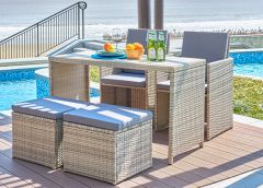 Aiamööbli komplekt, naturaalne/hall