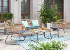 Aiamööbli komplekt, naturaalne/hall