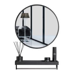 Peegel riiuliga 80cm must