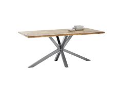 Söögilaud 200x100 cm, naturaalne/antiikhõbe