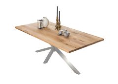 Söögilaud 240x100 cm, naturaalne/antiikhõbe