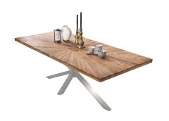 Söögilaud 160x90 cm, naturaalne/antiikhõbe