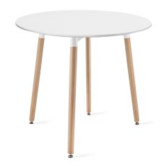 Söögilaud Ø80 cm, valge/naturaalne