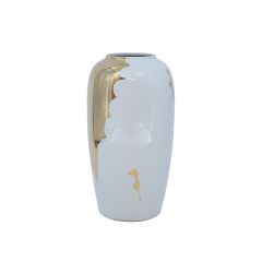Vaas TITAN STONE D16xH29cm, valge/kuldne jõgi