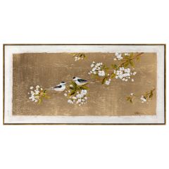 Maal raamiga 60x120cm, lind kuldsel