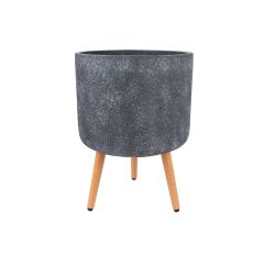 Lillepott SKY EDEN D37xH52.3cm, tumehall, puidust jalgadega