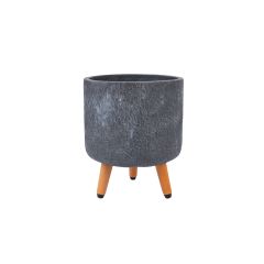 Lillepott SKY EDEN D27xH32.1cm, tumehall, puidust jalgadega