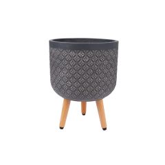 Lillepott SKY PAO D30xH39.5cm, tumehall, puidust jalgadega