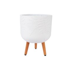 Lillepott SKY FERN D30xH39.5cm, valge, puidust jalgadega