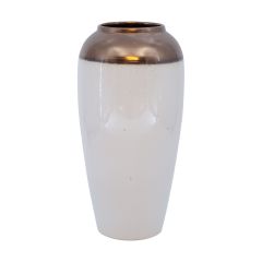 Vaas TITAN STONE D17xH32cm, valge/kuld