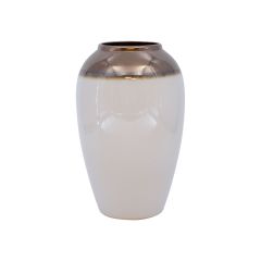 Vaas TITAN STONE D17xH27cm, valge/kuld