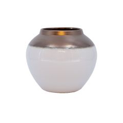 Vaas TITAN STONE D20xH18cm, valge/kuld