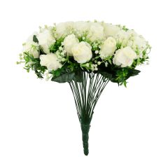 Kunstlill FLOWERLY H40cm 36tk roosid kimbus, valge