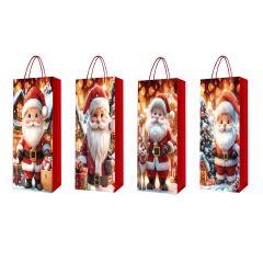 Kinkekott pudelile FUN SANTA, 12x36x9cm, mix