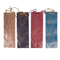 Kinkekott pudelile LEAF, 12x8x36cm, mix