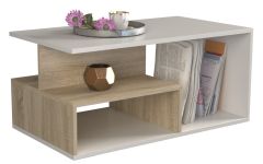 Diivanilaud Prima, 90x51xK43 cm, valge +sonoma tamm