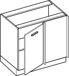 Köögi põrandanurgakapp D13U, 90x50xK82 cm, parempoolne