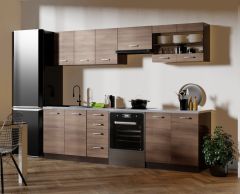 Köögikomplekt Amanda 1, 260 cm, korpus wenge,  esipaneelid kaneeli akaatsia