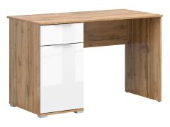 Kirjutuslaud Zele S383 Biu 120, 120x60xK76 cm, wotan tamm +valge läikega